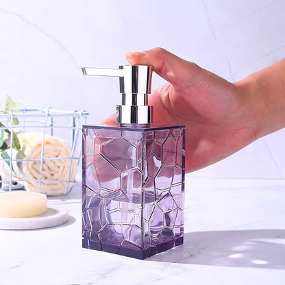 2 Pack Clear Lavender Purple Rust Proof Soap Dispenser, Acrylic Plastic Hand