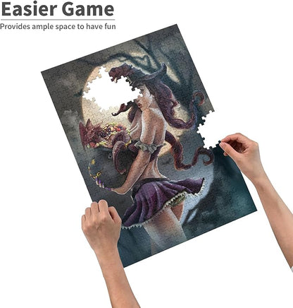 Challenge 1000 Pieces, Red Dragon, Witch.Premium Quality Wooden Puzzles,Brain Challenge Puzzle Game, Relaxation and Entertainment Activity Size: 29.5X19.7 in and 1:1 Original Picture Poster