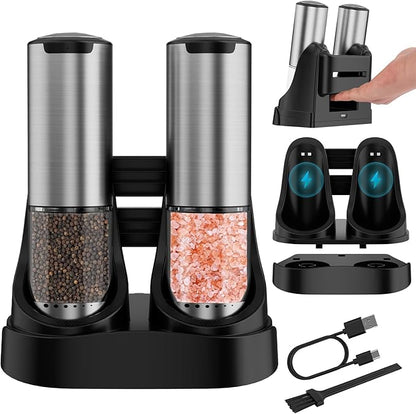 Electric Salt and Pepper Grinder Set Type-C Fast Charging, Automatic Salt and