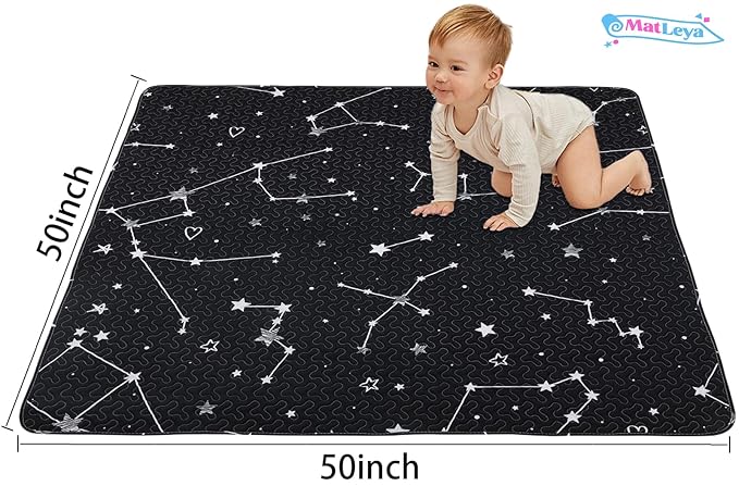50x50 Play Mat for Playpen Foldable Baby Play Mat Large Tummy Time Mat, Non Slip Washable Baby Play Mats for Floor, Portable Travel Baby Crawling Mats for Toddlers and Infants