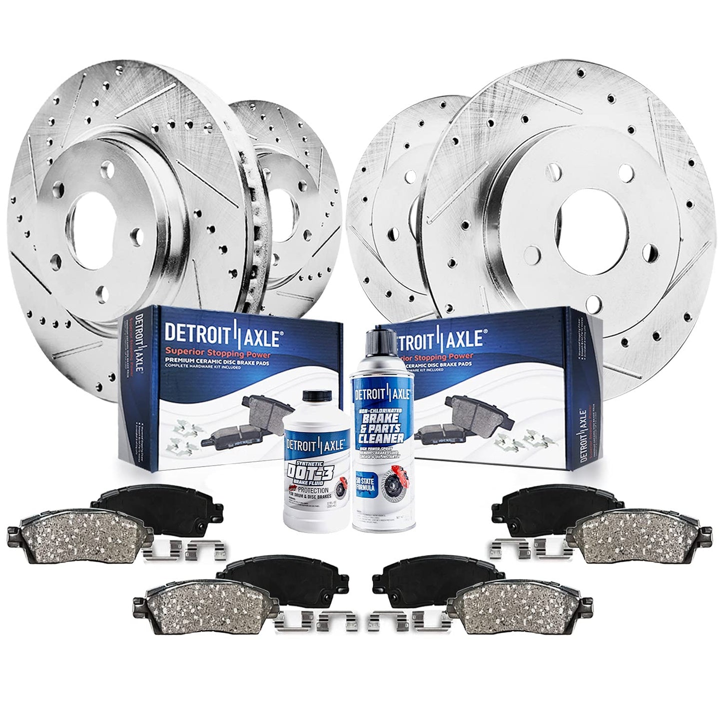 Detroit Axle - Brake Kit for Chrysler Sebring Dodge Avenger Stratus Eagle Talon Mitsubishi Eclipse, Front and Rear Drilled & Slo