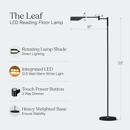 Brightech Leaf Pharmacy LED Reading Lamp, Dimmable Floor Lamp