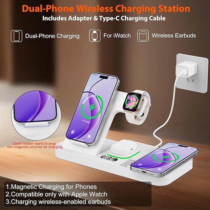 Dual Phone Magnetic Wireless Charging Station