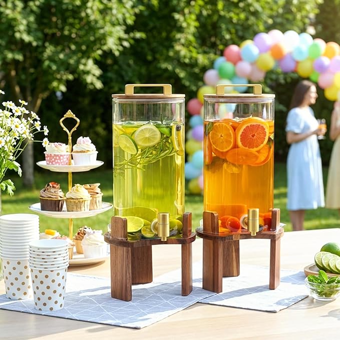 2 PCS 1.5 Gallon Glass Drink Dispenser, Beverage Dispenser