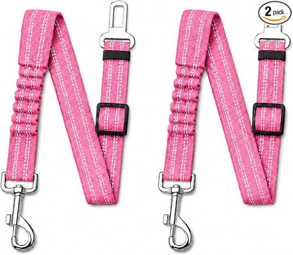 Dog Seat Belt 2Pcs, Retractable Pet Car Harness, Adjustable Dog SeatBelts for Vehicle, Nylon Pet Safety with Elastic Bungee