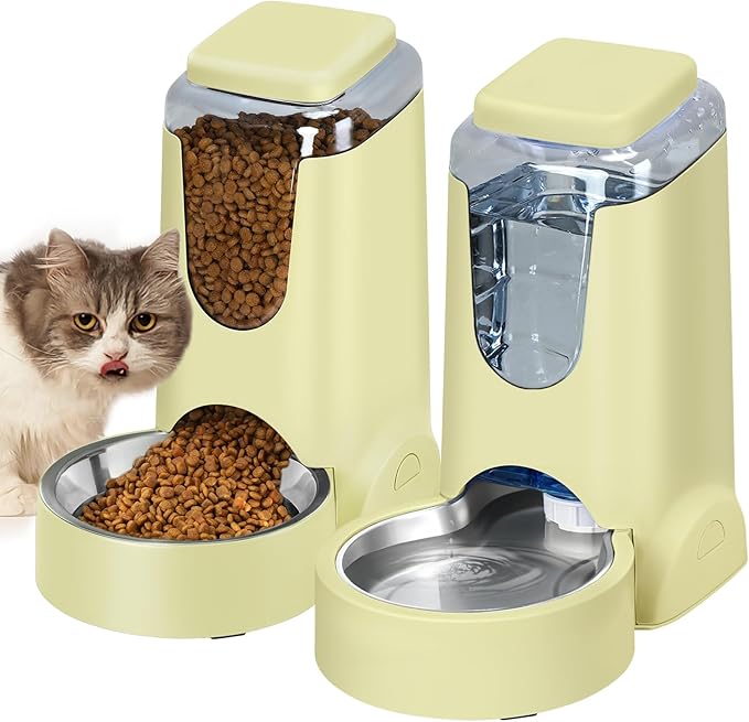HWONMTE Portable Automatic Cat Feeder and Water Dispenser