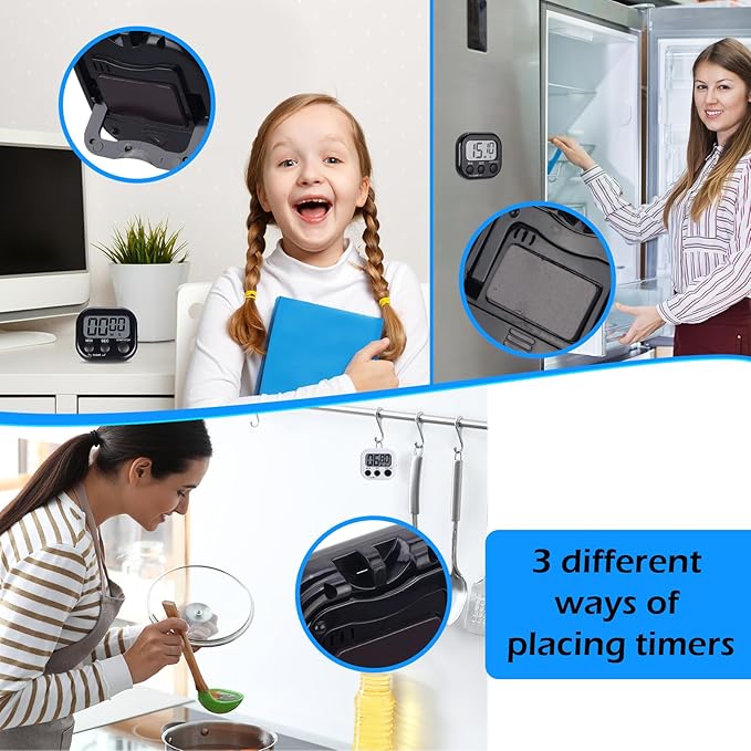 Leumoi 24 Pcs Digital Kitchen Timers Magnetic Back Timers Bulk Large Screen