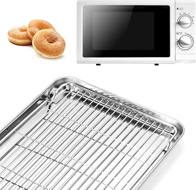 Baking Sheet and Cooling Rack Set, Stainless Steel Commercial Grade Cookie