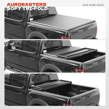 Soft Tri-Fold Truck Bed Tonneau Cover for 2016-2025 2026 Toyota Tacoma Fits 6FT Bed (73.7") | Only for Models with The Deck Rail System