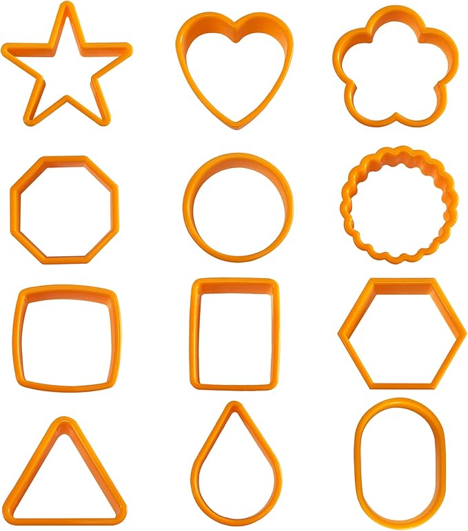 XIPEGPA 12PCS Color Plastic Cookie Cutters Heart Star Triangle