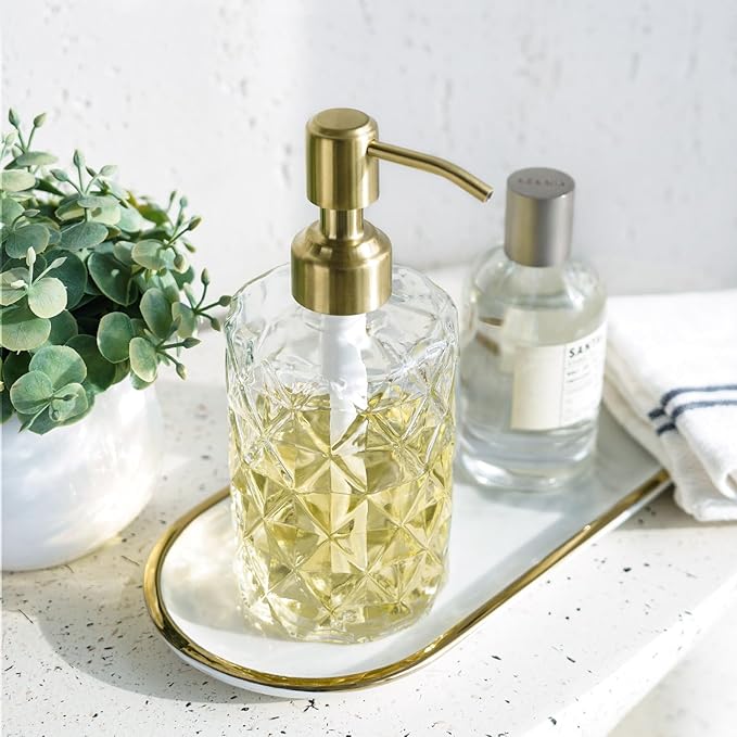 JASAI Diamond Design Glass Soap Dispenser
