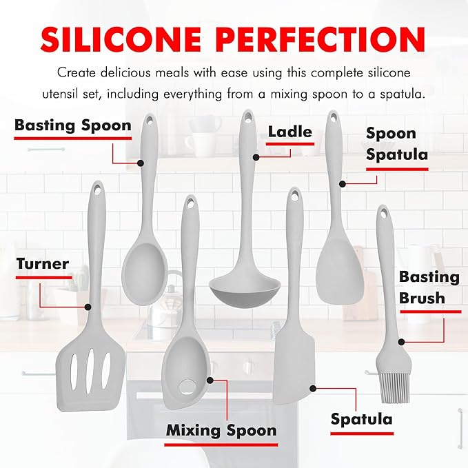 Chef Craft - Premium Silicone Kitchen Tools and Utensils Set, Non-Scratch