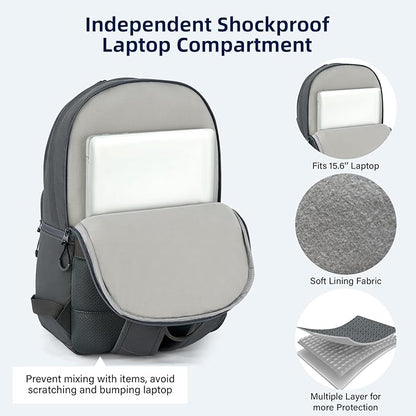 Carry On Travel Backpack For Women, 18 Inch Water Resistant Large Backpack Lightweight Bookbag For Men, 8x14x18 Personal Item Bag Casual Daypack Backpacks For Work Office Commuter (Dark Gray)