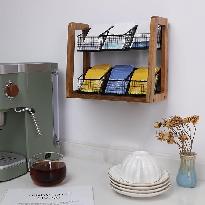 HTB 2 Tier Tea Organizer for Tea Bags, Tea Bag Holder