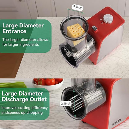 5-In-1 Electric Cheese Grater,300W Salad Maker,Electric Grater for Block Cheese,Kitchen Electric Food Slicer Shredder,Chopper for Vegetables Cucumber Carrots Cabbage Nuts(Black)