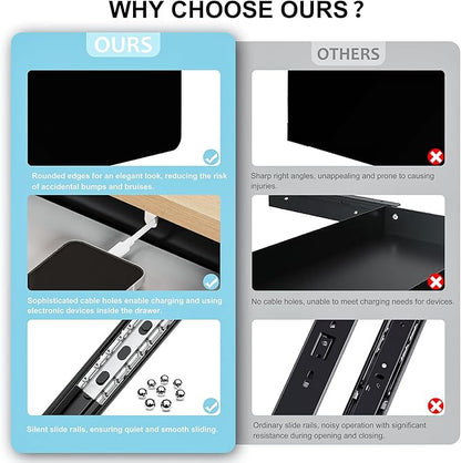Under Desk Drawer, 20.1 inch Carbon Steel Slide-Out Under Table Storage