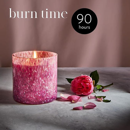 LAFCO New York Signature Candle, Rose de Mai - 15.5 oz - 90-Hour Burn Time - Reusable, Hand Blown Glass Vessel - Made in The USA