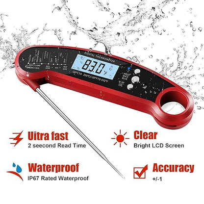 Meat Thermometer Digital for Grill Instant Read Meat Thermometer Waterproof Kitchen Gadgets Essentials Magnetic Probe Thermometer with Backlight and Display