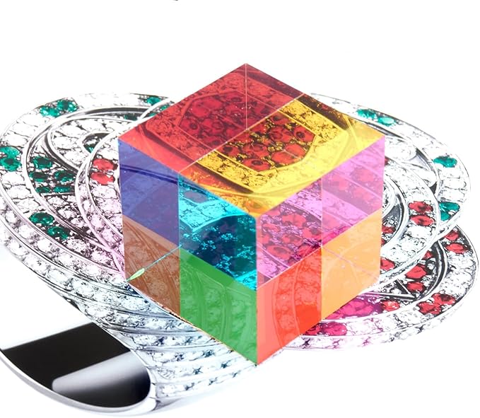 CMY Mixing Color Cube, 70mm (2.75 inch) Acrylic Prism for Home or Office Decoration, CMYcube Physics Toys Science Educational Gift for Kids, 7cm