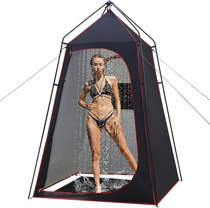 Camping Shower Tent, Portable Outdoor Privacy Shelter for Showering & Changing, 7.2 FT Easy-Setup Toilet Tent with Floor & UPF 50+, Ideal for Hiking, Fishing, Beach