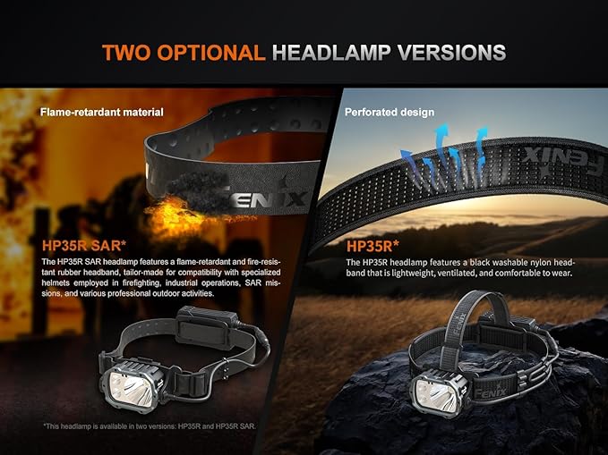 Fenix HP35R SAR 4000 Lumen USB-C Rechargeable Headlamp, with Spotlight and Floodlight and Flame Retardant Headband for Search and Rescue, Outdoor Use, Emergencies and More