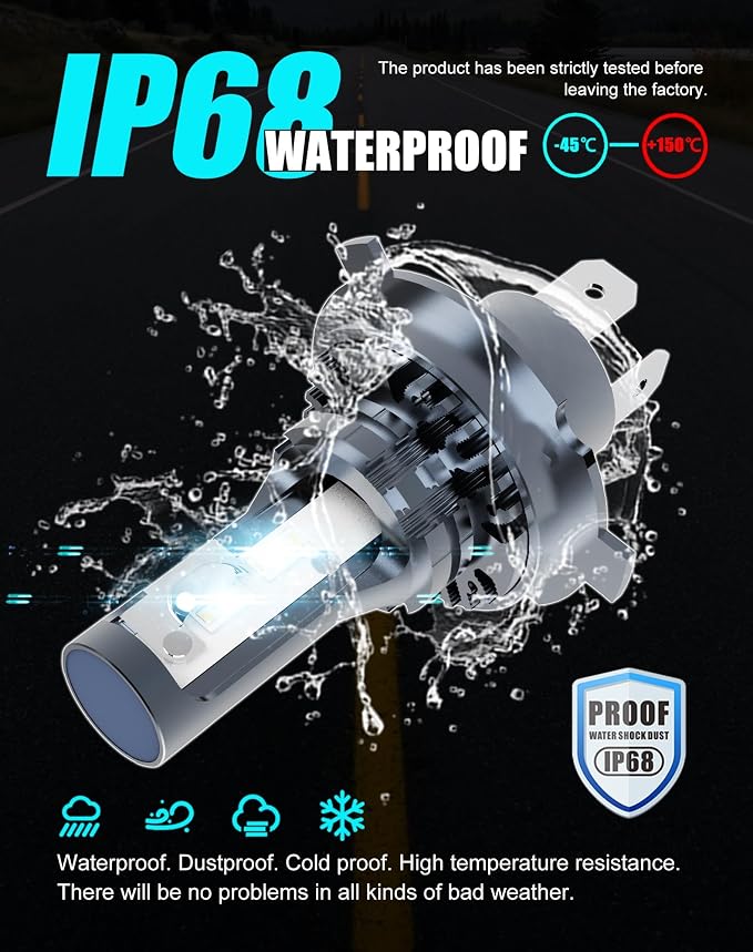 H19 H4 9003 HB2 HS1 LED Light Bulbs 20000Lm Bright 40W 6500K Fanless EMC Plug and Play for 12V Cars Motorcycles 24V Trucks, Fog Lamps, 2-Pack