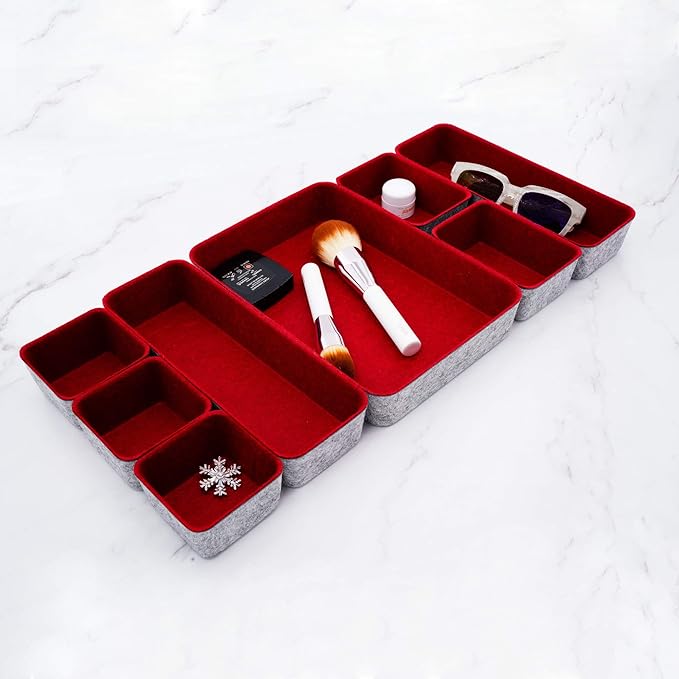 Welaxy Desk Drawer organizers tray Felt storage bins office Sleek Minimalist