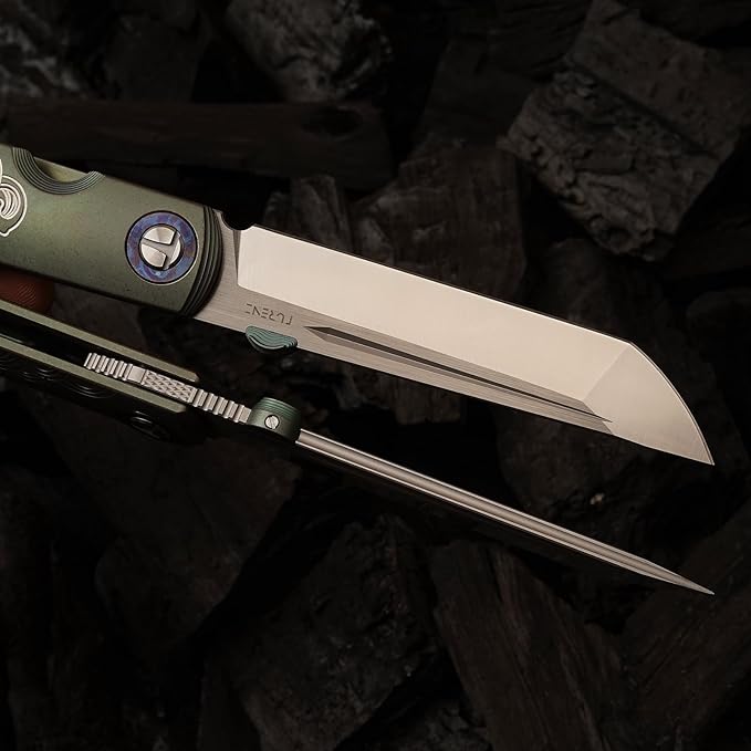 Handmade CPM-S35VN Powder Steel Japanese Pocket Knife, TC4 Titanium Alloy Handle, Camping and Hiking, Can be Gifted to Husband and Wife
