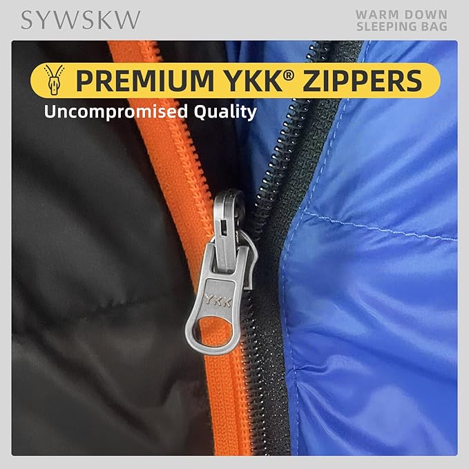 Down Sleeping Bag with Pillow, Lightweight Wide Sleeping Bag (86.6 in x 33.5 in) for Adults Backpacking,Hiking and Camping Outdoor with YKK Two-Way Zipper,680FP Duck Down