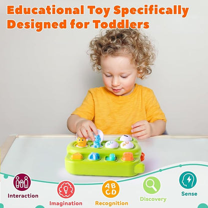 Cause and Effect Pop Up Dinosaur Baby Toy 6-12 Months, Sensory Early Learning Fine Motor Skills Toy for Toddler Boy Girl 9 11 Months