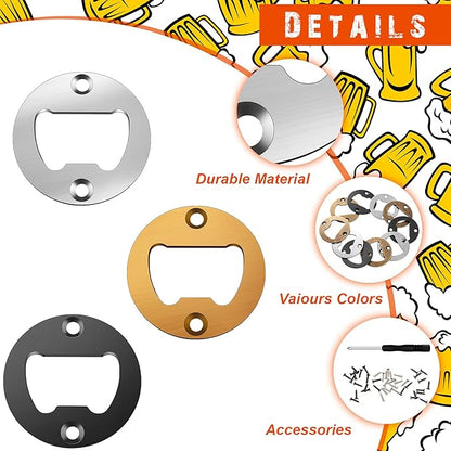 15 Sets Bottle Opener Inserts Kit Stainless Steel Round Bottle Openers Metal