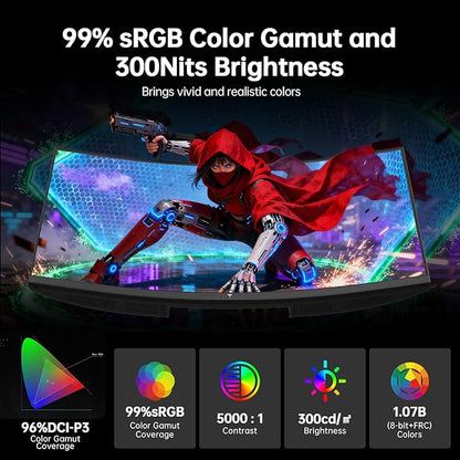 KTC 32 Inch Curved Gaming Monitor, 2K 180Hz Computer Monitor, QHD 1500R PC