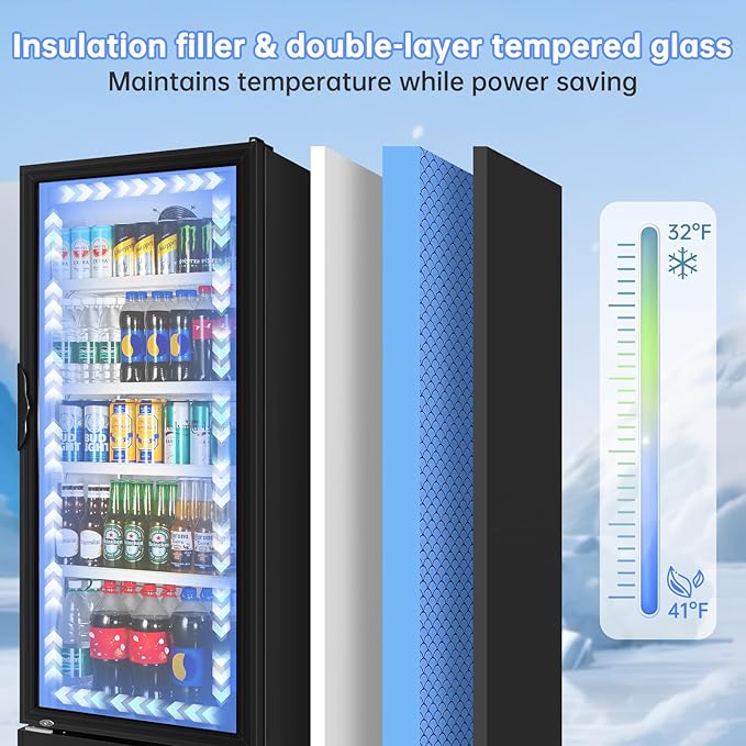 Commercial Beverage Refrigerator, 24.5 Inch 15 Cu. Ft. Drink Fridge, Display
