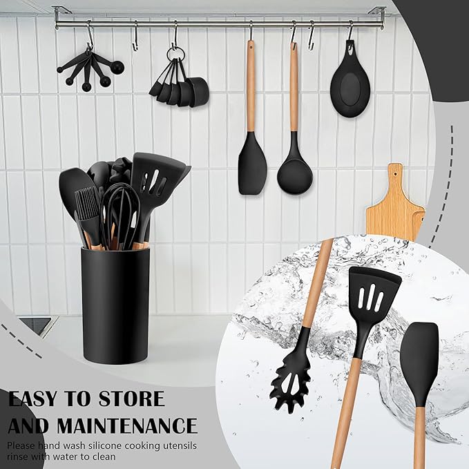 HaWare Kitchen Cooking Utensils Set, 23-Piece Silicone Kitchen Utensils Spatula