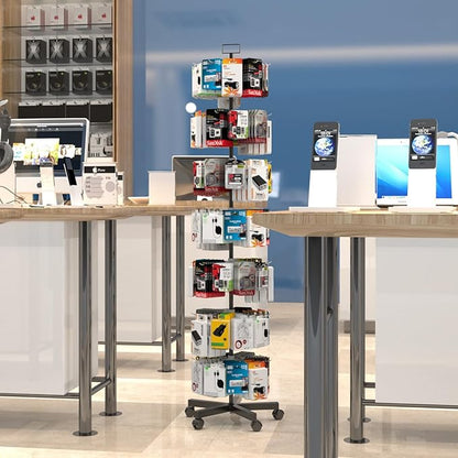 YEOOE Upgraded Retail Display Stand 7 Tier Spinning Display Stand, Movable Shop