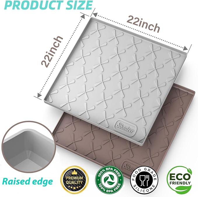 SIKADEER 22" x 22" Under Sink Mat Waterproof, Silicone Mat Kitchen Drawer Shelf