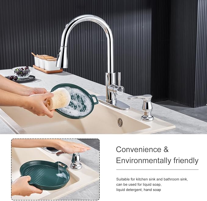 GAGALIFE Kitchen Sink Soap Dispenser Chrome, Under Sink Soap Dispenser