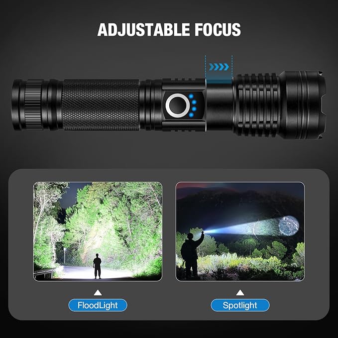Rechargeable Flashlights 90,000 High Lumens - 2 Pack, Super Bright LED Flashlight Rechargeable with 5 Light Modes, High Powered & IPX7 Waterproof Flash Light for Camping, Home