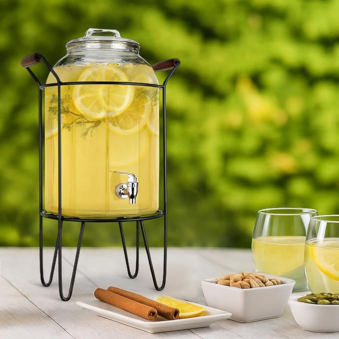 3 Gallon Glass Ice Cold Beverage Dispenser -