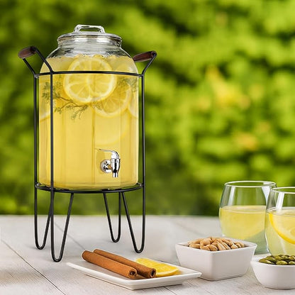 3 Gallon Glass Ice Cold Beverage Dispenser -