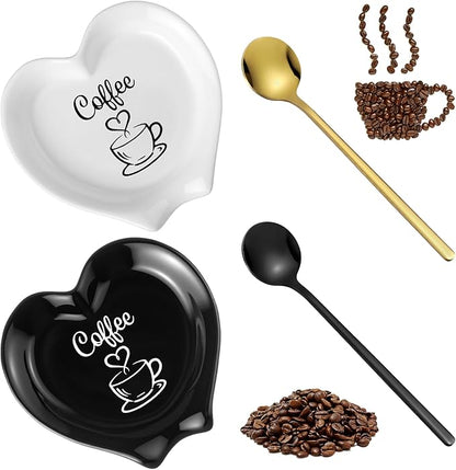 FoldTier 2 Pcs Ceramic Coffee Spoon Rest