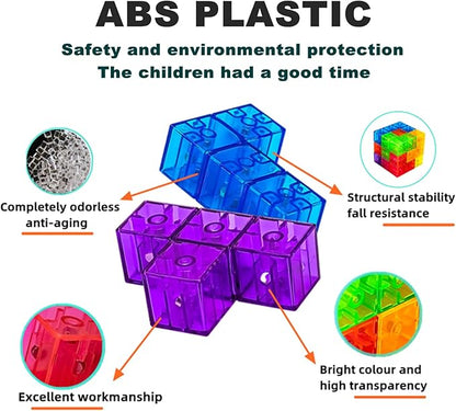 Magnetic Building Blocks Magic Magnetic 3D Puzzle Cubes, Set of 7 Multi Shapes Magnetic Blocks with 54 Guide Cards,Parent-Child Interactive Children's Educational Toys (7color)