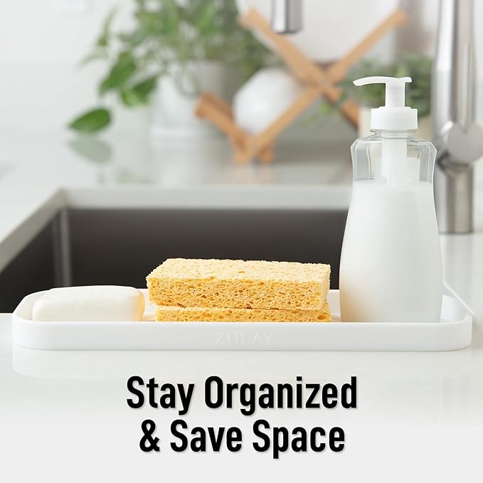 Zulay Kitchen Large Silicone Sponge Holder – Flexible Sink Organizer Tray