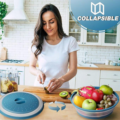 4 in 1, WENWELL Vented Collapsible Microwave Splatter Cover & Mat, Kitchen dish
