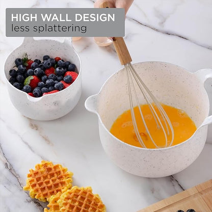 COOK WITH COLOR Nesting Plastic Mixing Bowl Set with Pour Spouts and Handles