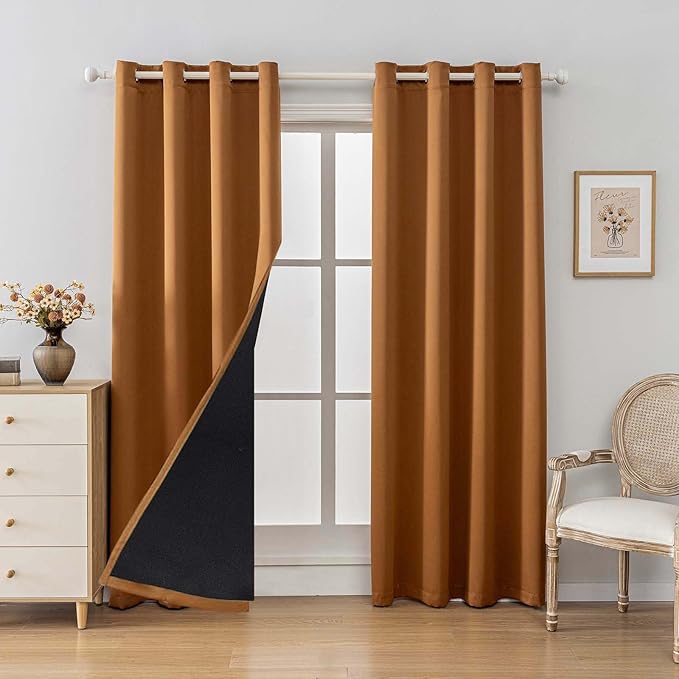 Anytime 100% Blackout Curtain 2 Panels Set, Thermal Insulated Window Drapes