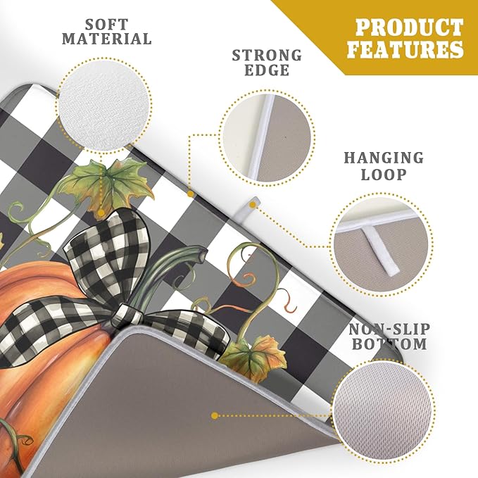 Fall Drying Mats for Kitchen Counter Fall Pumpkin Dish Drying Mat 18 x 24 Inch