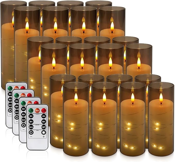 24 Pack Flameless LED Pillar Candles