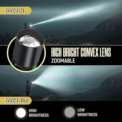 CLAKAP LED Neck Light, 1800Lumens Rechargeable Neck Flashlight with Magnetic Base, Detachable Neck Work Light with Zoomable Flashlight, Flexible Around Mechanic Neck Lamp for Car Repairing Reading