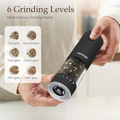Newise Electric Salt & Pepper Grinder Set, Rechargeable